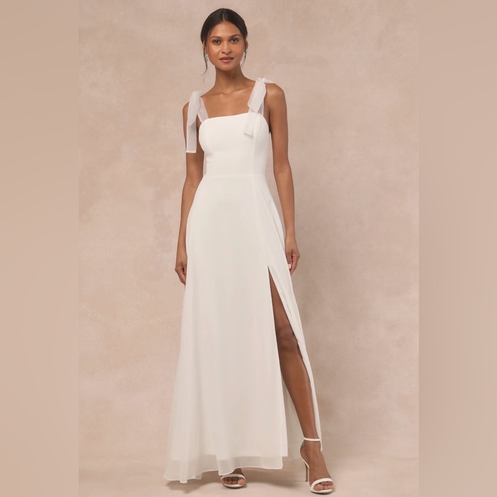 Lulu's Elegant White Maxi Dress